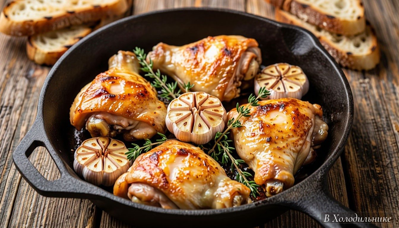 Курица с 40 зубчиками чеснока от Жака Пепена
