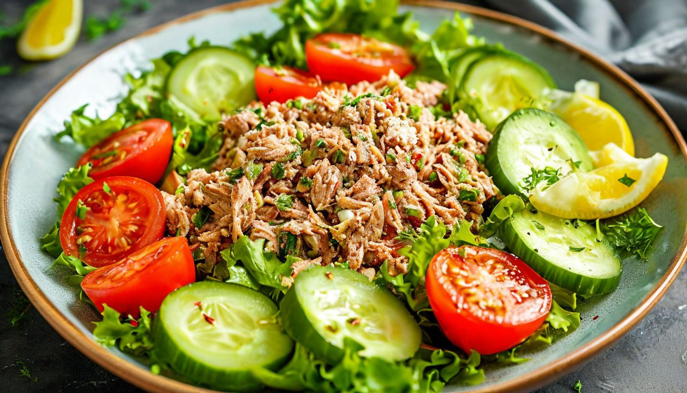Диетический салат с тунцом и овощами
