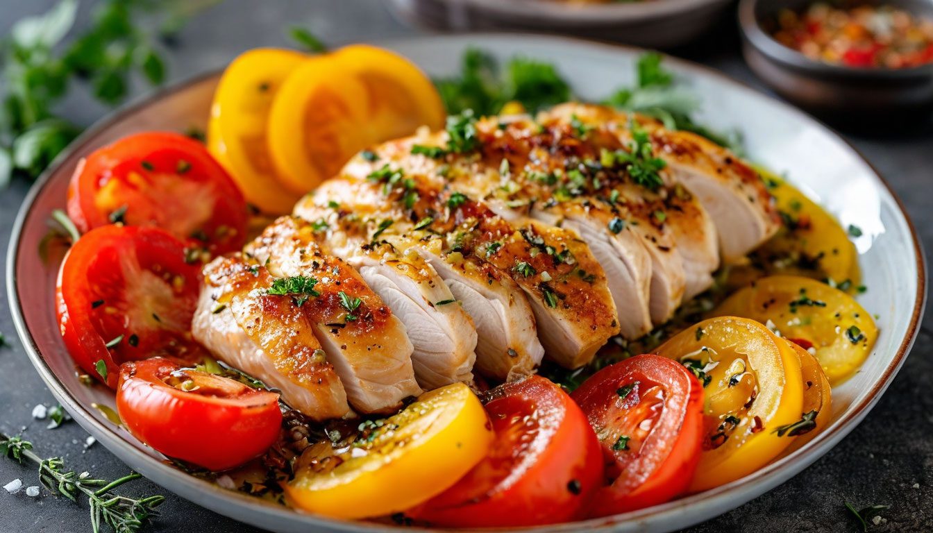Куриное филе с овощами в духовке