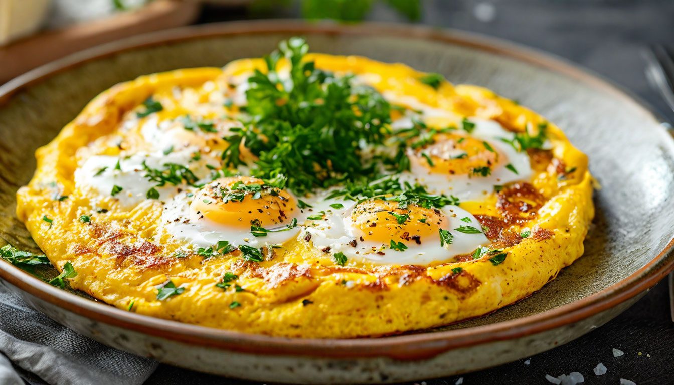 Омлет с сыром и зеленью