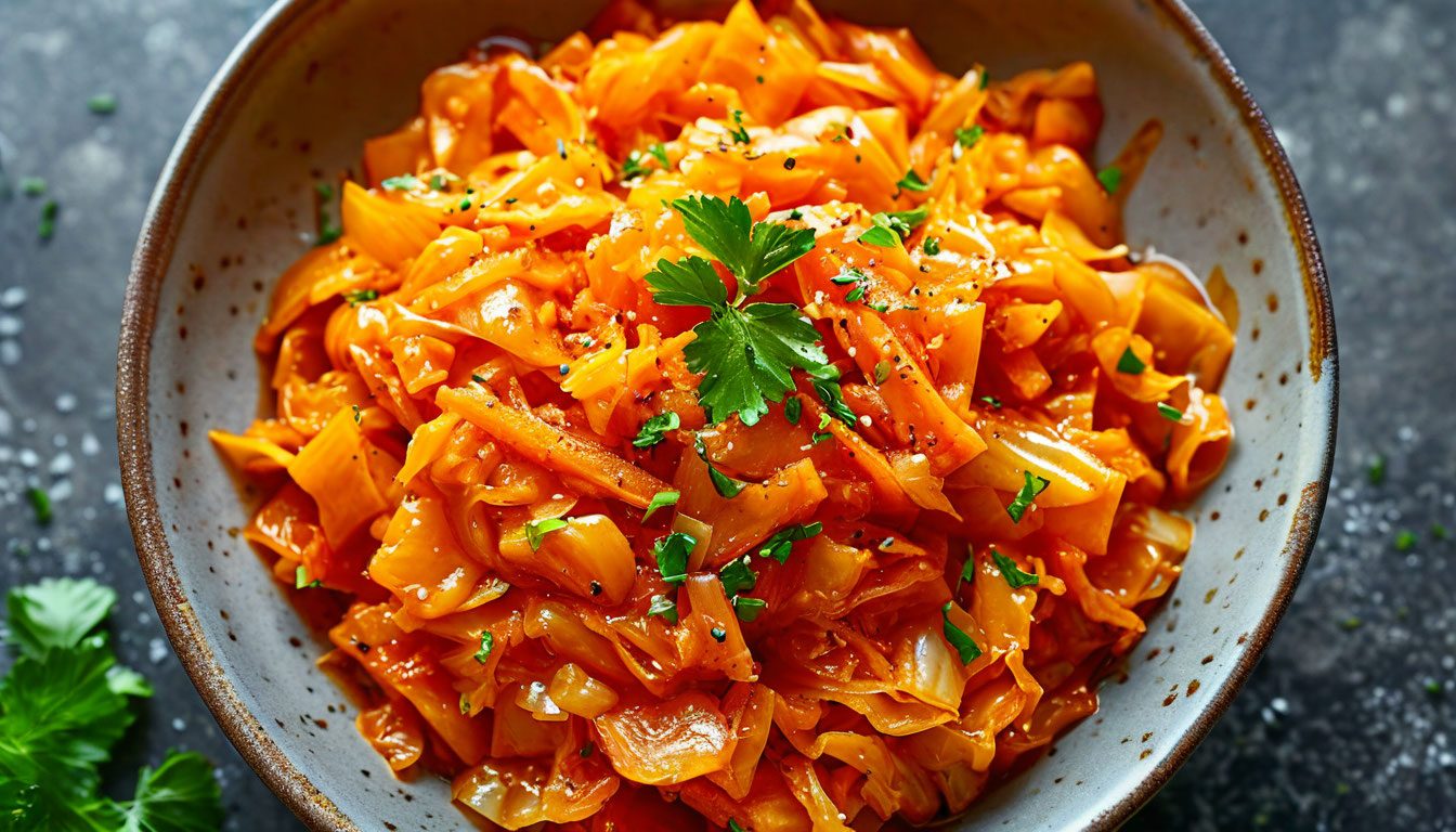 Тушёная капуста с морковью