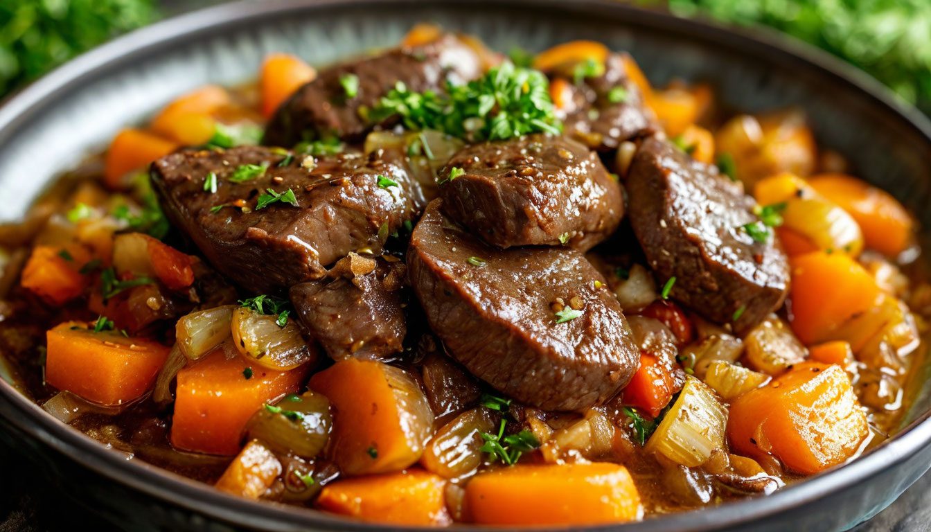 Тушеная печень с луком и морковью
